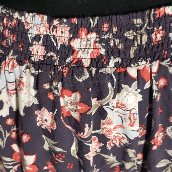 Knox Rose Boho Black Red Floral Tiered Vented Button Front Maxi Skirt Size XL - Picture 8 of 11